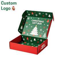 Boîtes d'expédition en carton ondulé personnalisées pour Noël, imprimées en couleur, boîtes cadeaux pliables pour envoi postal