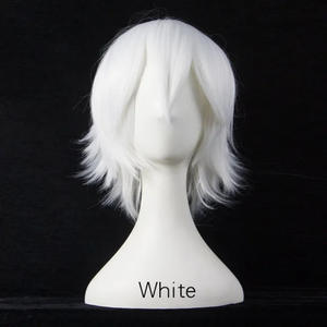 Perruque Courte Droite Noire en Fibre Kanekalon pour Cosplay Anime, Sans Colle, Couvre-Tête Complet pour Hommes et Femmes - Vente en Gros - Product Image 5
