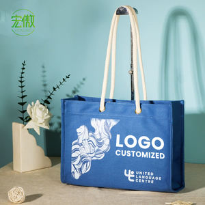 Hong'ao Durable réutilisable <span class=keywords><strong>toile</strong></span> coton sac fourre-tout personnalisé imprimé Logo ruban poignée personnalisé usage quotidien promotionnel cadeau sac - Product Image 3