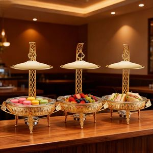 Réchaud de buffet en verre 2L 3L avec bordure dentelée en acier inoxydable, plateau de service pour hôtel et restaurant, qualité professionnelle - Product Image 4