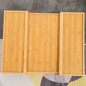 Bamboo Knife <b>Storage</b> <b>Box</b> 33-50Cm Adjustable Telescopic Drawer Organizer For <b>Kitchen</b> Cutlery Utensils - Product Image 4
