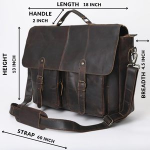   Maletín de Cuero Vintage de 18 Pulgadas, Bolso Bandolera Grande para Portátil para Hombre y Mujer, Elegante Bolso para Computadora para Oficina o Viajes - Product Image 1