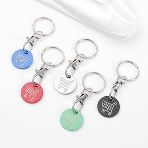 Porte-clés en acier inoxydable pour jetons de chariot de supermarché, personnalisable au laser avec logo, vierge - Product Image 1