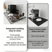 Tapis de café 2-en-1 en silicone avec plateau de drainage, support pour tamper de barista, résistant à la chaleur, protection de comptoir