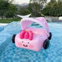 Bouée de piscine gonflable mignonne pour bébé avec auvent détachable bouée de piscine pour bébé anneau de natation nouveau lancement de produit personnalisé en PVC rose