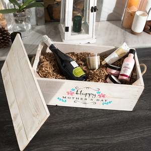 <strong>Wooden</strong> Hamper Custom Gift Box with Lid &amp; Rope Handles - Floral Logo <strong>Small</strong> <strong>Wooden</strong> <strong>Crate</strong> - Product Image 2