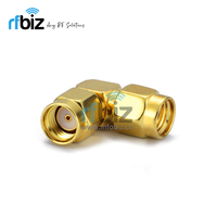 Adaptateur coaxial RF coudé SMA mâle vers SMA mâle à polarité inversée plaqué or INERGEK RPSMA-JWJ, connecteur 50 Ohm