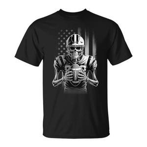 T-shirt d'Halloween avec drapeau américain et squelette de football américain pour garçons - Product Image 1