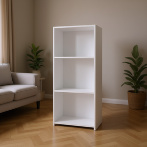 Libreria bianca da 47 pollici con 3 ripiani, design contemporaneo per camera da letto e soggiorno - Product Image 2