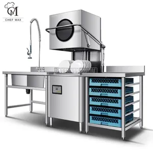 Chefmax 5 KW Restaurant Kitchen Equipment Freestanding Electrical Commercial Hood Type automatic dish washer dishwasher Machine