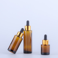 Flacon compte-gouttes en verre ambré rond à épaule plate de 20ml, 30ml, 40ml, 50ml, 60ml pour huiles essentielles, sérums de soin et emballages cosmétiques