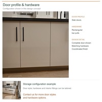 Cuisine sur mesure avec îlot, portes en acrylique contemporaines, design modulaire et rangement par tiroirs, structure en contreplaqué