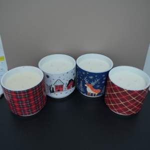 Tasse en céramique à rayures de cerf, bougie artisanale en <span class=keywords><strong>cire</strong></span> de soja, contenants en céramique recyclables, bougie personnalisée pour la décoration de fêtes et de la maison - Product Image 1