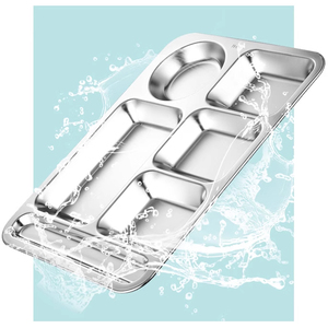 Chất Lượng Cao Kim Loại Bữa Ăn Tối Tấm Chia <span class=keywords><strong>7</strong></span> Phần Ngăn Khay Thức Ăn Thép Không Gỉ Ăn Trưa Khay Lớn Cho Người Lớn - Product Image 4