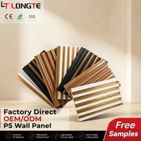 Panneau mural 3D moderne en PS rainuré, imperméable, en polystyrène, revêtement décoratif, imitation bois, lamelles, panneau acoustique, intérieur de maison