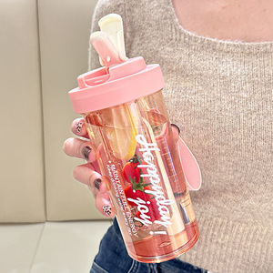 Hervidor de agua de plástico de gran capacidad al por mayor, taza portátil para niñas, botella de agua de alta bebida directa para primavera y verano al aire libre - Product Image 1