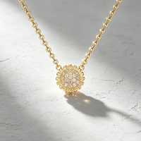 Parure de bijoux personnalisable en or véritable 18 carats motif tournesol, collier, boucles d'oreilles et bague délicats sertis de zircons, bijoux arabes de Dubaï