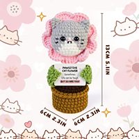 WoollyPearl Peluche chat fleur en crochet fait main, cadeau d'entraînement émotionnel, amusant, mignon, inspirant et motivant pour femmes