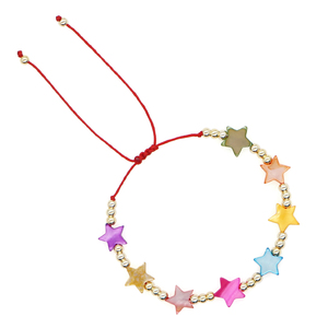 Bracelet en perles de coquillages plaqué or avec breloque étoile, ajustable, pour femmes, bijoux de mode, vente en gros - Product Image 4