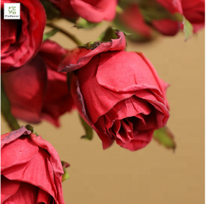 Fleurs artificielles en soie, style vintage européen, 7 têtes, bords brûlés, pour la décoration de la maison, mariage, anniversaire, fête - Product Image 6
