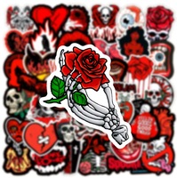 50 Pegatinas Góticas Negras y Rojas, Decoración de Terror y Thriller, Pegatinas Impermeables para Cuadernos y Vasos, Pegatinas de Graffiti