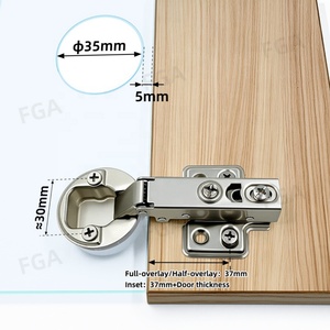 Bisagras hidráulicas redondas de 35 mm para puertas de vidrio de vinoteca, bisagras de acero de cierre suave para muebles de cocina y dormitorio - Product Image 3