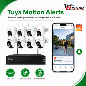 Système de <span class=keywords><strong>surveillance</strong></span> sans fil Wistino NVR 3MP, <span class=keywords><strong>kit</strong></span> <span class=keywords><strong>WiFi</strong></span> intelligent Tuya pour la maison, caméra vidéo IP filaire, système de caméra CCTV domestique 8 canaux - Product Image 2