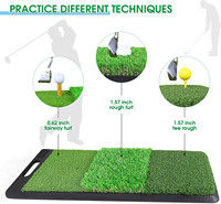 Outil d'entraînement de golf multifonctionnel à trois couleurs Tapis de frappe de golf à trois herbes Tapis de coupe de balançoire à semelle en caoutchouc antidérapant portable