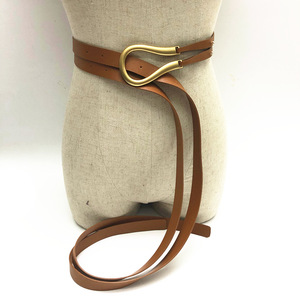 <span class=keywords><strong>Ceinture</strong></span> fine pour <span class=keywords><strong>femme</strong></span> en similicuir double couche avec <span class=keywords><strong>grande</strong></span> boucle en métal doré en forme de U, <span class=keywords><strong>ceinture</strong></span> tendance - Product Image 5
