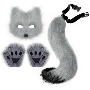 Disfraz Furry <span class=keywords><strong>de</strong></span> Media Máscara <span class=keywords><strong>de</strong></span> Zorro con Cola y Patas Therian Esponjosas para Cosplay - Product Image 4