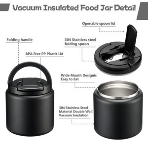 BABHAMNESS 26oz Boîte à lunch isotherme portable pour soupes et aliments chauds, pour enfants, 1 compartiment, large ouverture, anti-fuite, en acier inoxydable - Product Image 4