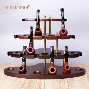 Muxiang 15 Seat Pyramid <b>Pipe</b> <b>Stand</b> Solid Wood Tobacco <b>Pipe</b> Rack With Holder For Smoking <b>Pipes</b> - Product Image 1