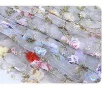 قماش أورجانزا مطرز بالزهور يُباع بالجملة مع طباعة لفستان الزفاف