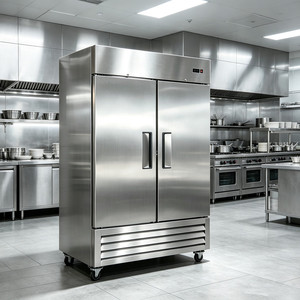 Réfrigérateur vertical commercial à faible bruit en acier inoxydable, refroidisseur vertical pour restauration rapide, bistro, restaurant, cuisine - Product Image 1