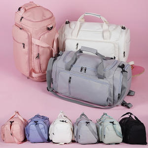 사용자 정의 로고 세련된 숙녀 핑크 스포츠 체육관 배낭 여성 방수 나일론 여행 주말 더플 가방 신발 구획 - Product Image 6