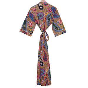Robe Kimono en Coton Faite à la Main pour Femme, Style Ample à Imprimé Indien, Peignoir de Bain pour la Saison Printanière - Prix de Gros - Product Image 3