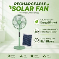 Ventilateur sur pied solaire rechargeable 16'', moteur BLDC 18W, batterie intégrée, 8 vitesses, autonomie 8-12h pour camping/hors réseau/maison