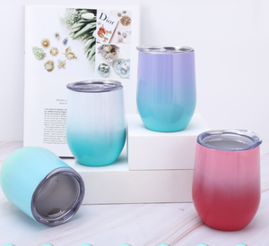 Venta al por mayor: Vaso térmico de acero inoxidable de 12 oz con tapa, diseño arcoíris, para café y otras bebidas. - Product Image 4