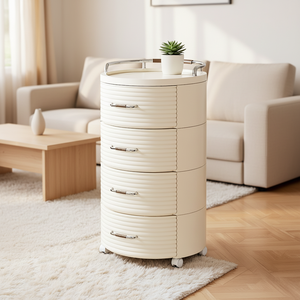 Armoires <span class=keywords><strong>de</strong></span> <span class=keywords><strong>rangement</strong></span> en <span class=keywords><strong>plastique</strong></span> cylindriques beige tendance pour la chambre <span class=keywords><strong>à</strong></span> coucher, chariots <span class=keywords><strong>de</strong></span> <span class=keywords><strong>rangement</strong></span> en <span class=keywords><strong>plastique</strong></span> portables <span class=keywords><strong>à</strong></span> 4 niveaux avec <span class=keywords><strong>roulettes</strong></span> - Product Image 6