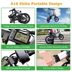 <span class=keywords><strong>ADO</strong></span> A16 vélo électrique pour adulte, mini vélo de ville électrique pliable de 16 pouces, livraison gratuite entrepôt européen/américain, 350W, 25 km/h - Product Image 4