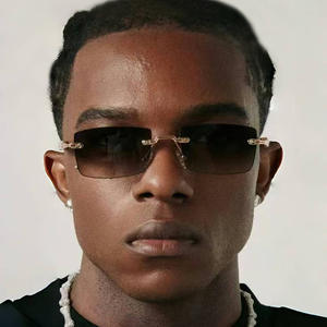 Hợp thời trang mảnh duy nhất không khung tỉa kim loại Kính mát Ins màu sắc ánh sáng phong cách chân gỗ đại dương kính trang trí cho nam giới - Product Image 1