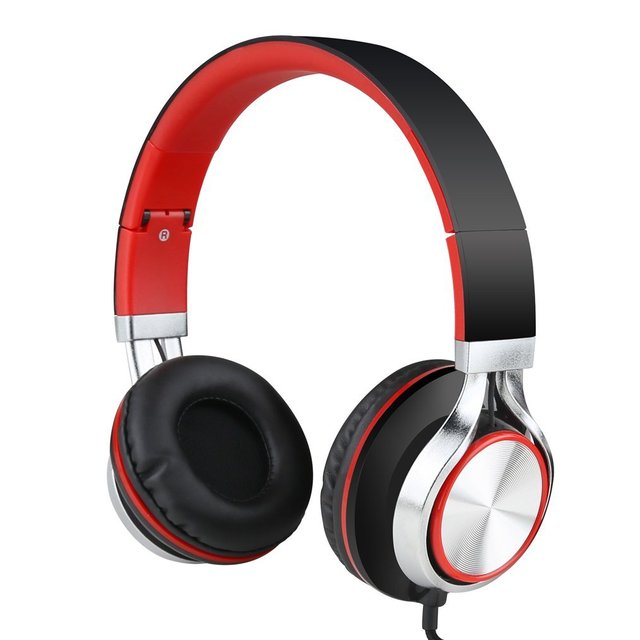 Wired Headphones Over Ear Foldable Hi-Fi Headsets Earbuds with Built-in Mic for PC/Phones