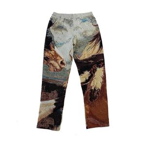 กางเกงจ็อกเกอร์ผู้ชายทรงตรงผ้าฝ้ายฟลีซลายทอแบบหลวมสไตล์สตรีทแฟชั่นดีไซน์ใหม่พร้อมโลโก้สั่งทำพิเศษสไตล์ฮิปฮอป - Product Image 6