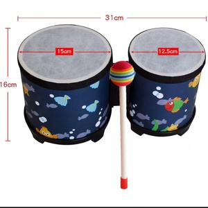 Instruments Orff, tambour bongo en bois de 5+6 pouces, tambour à main pour enfants, portable pour l'accompagnement musical - Product Image 4