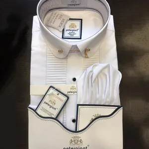 Designer de luxe chemises de bal en gros à manches longues smoking fête de mariage flashy mince belle coupe française manchette robe chemise hommes blancs