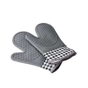 Dual-layer Heat Resistant Pot Holders Oven Mitts BBQ Grill Silicone Oven GREY Silicone Mats Silicone Grip Cooking