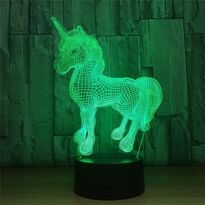 1 lampe LED <span class=keywords><strong>3D</strong></span> à couleur changeante en forme de <span class=keywords><strong>licorne</strong></span>, lumière changeante entre 7 couleurs, luminaire décoratif d'intérieur, Usb, 5v - Product Image 5