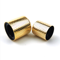 Bouchons de flacons de parfum anti-déversement en aluminium couleur or de luxe sur mesure, de haute qualité, avec système push-pull (D29xH33mm/D23xH28mm), logo personnalisé