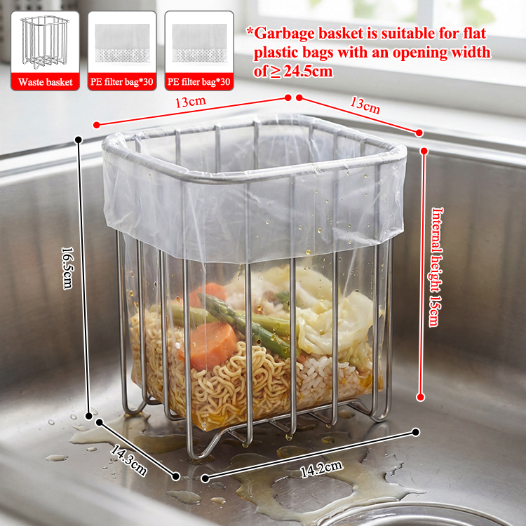 ถุงขยะสีเงินทรงสี่เหลี่ยม + 60 ใบ