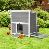 Poulailler en bois spacieux gris tendance pour l'extérieur, cage à poules avec bac à déchets amovible, 3 espaces séparés, nichoir pour volailles de jardin